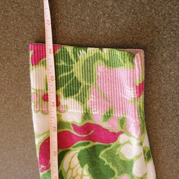 Talbots Floral Green and Pink Floral Long Slv Unique Buttons Sz MP Cardigan - Picture 9 of 10